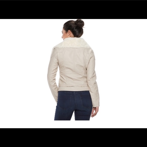 Women's LNR Faux-Fur Asymmetrical Moto Jacket - Picture 2 of 3